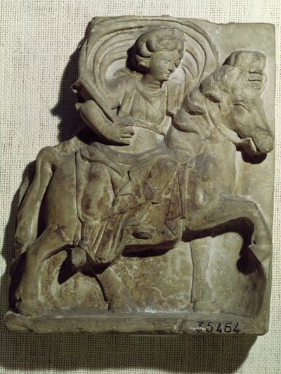 Relief der Epona, gallische Göttin, Beschützerin der Pferde, Reiter und Reisenden, aus Gannat, Allier, ca. 50 v. Chr.-400 n. Chr. von Gallo Roman